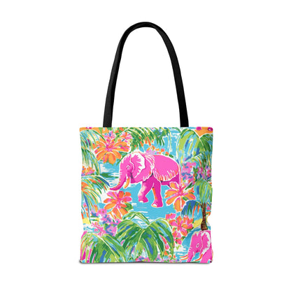 Preppy Pink Elephant Tote Bag, Travel Bag, Vacation