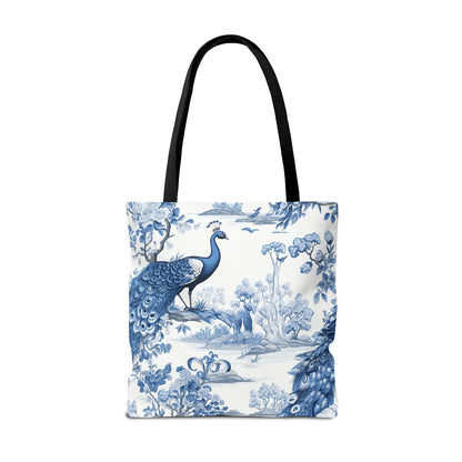 Blue Floral Tote Bag, Travel Bag, Vacation, Book Tote