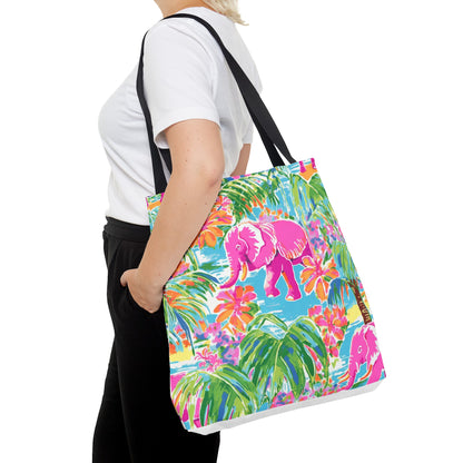 Preppy Pink Elephant Tote Bag, Travel Bag, Vacation