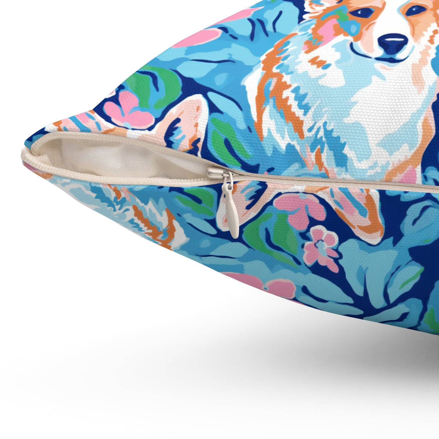 Dog Pillow, Home Decor, Preppy Room Decor, Pet Throw Pillow, Pet Pillow, Beach Home, Dorm Decor, Corgi, Palm Beach Style