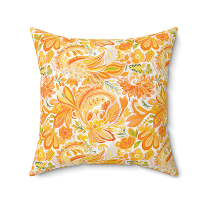 Retro Yellow and Orange Throw Pillow