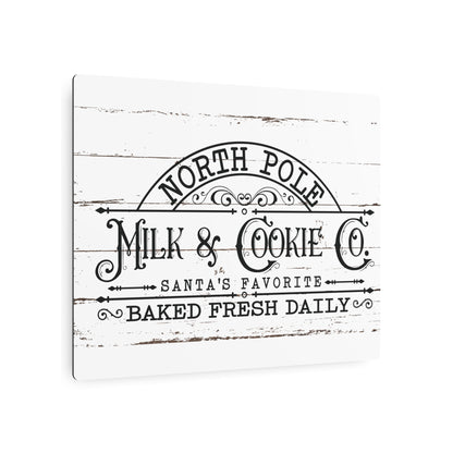 North Pole Milk and Cookies Sign Rustic Farmhouse Christmas Art