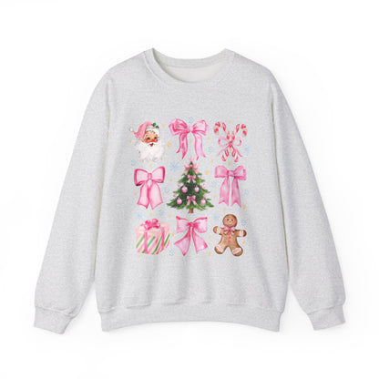 Cute Christmas Sweatshirt, Coquette Pink Bow Sweatshirt