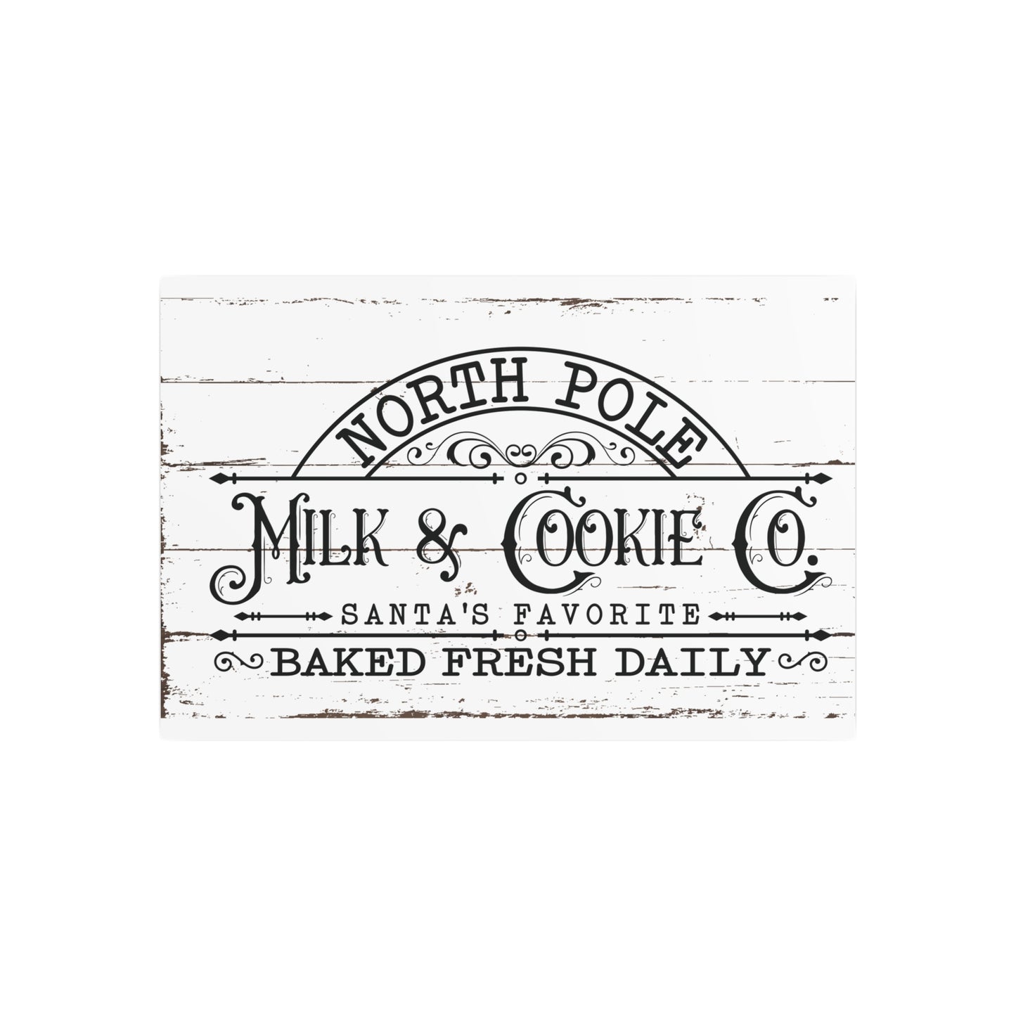 North Pole Milk and Cookies Sign Rustic Farmhouse Christmas Art