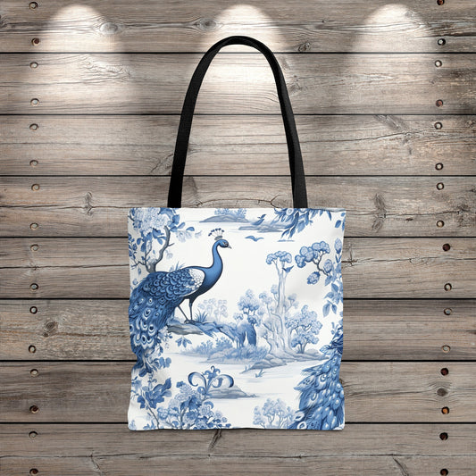 Blue Floral Tote Bag, Travel Bag, Vacation, Book Tote