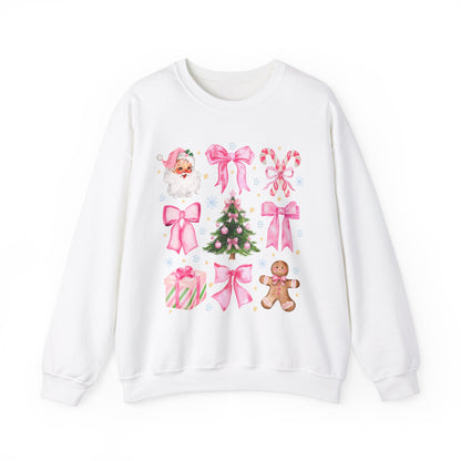 Cute Christmas Sweatshirt, Coquette Pink Bow Sweatshirt