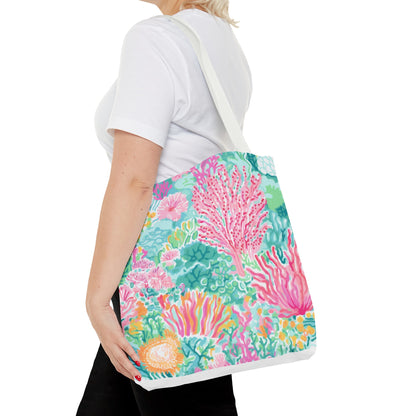 Preppy Pink Coral Ocean Tote Bag