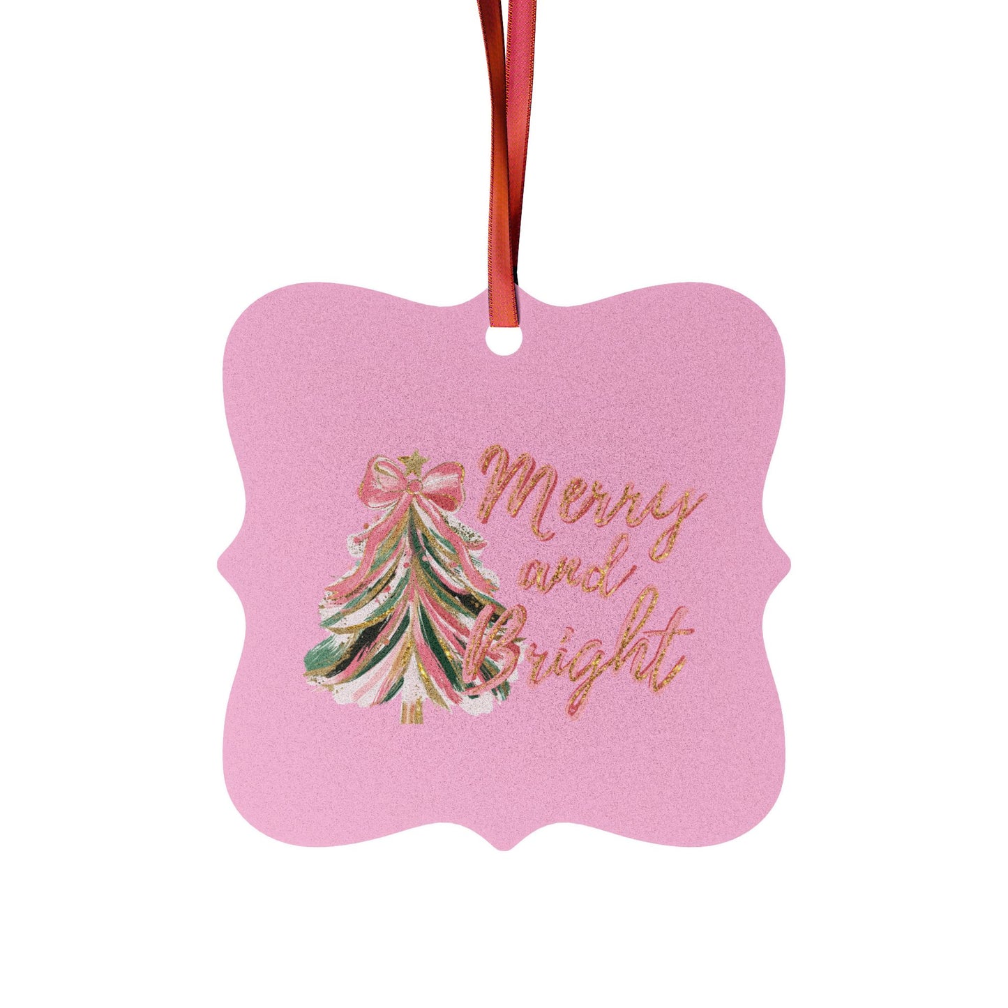 Merry Christmas Ornament, Christmas Cake Decor, Christmas Tree Ornament, Pink Christmas Ornament