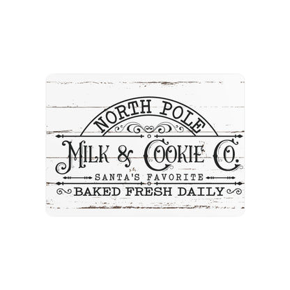 North Pole Milk and Cookies Sign Rustic Farmhouse Christmas Art