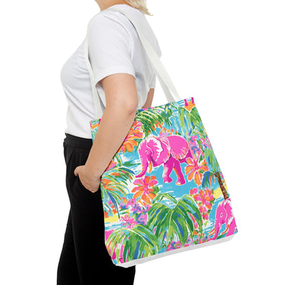 Preppy Pink Elephant Tote Bag, Travel Bag, Vacation