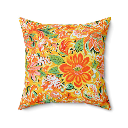 Retro Floral Throw Pillow