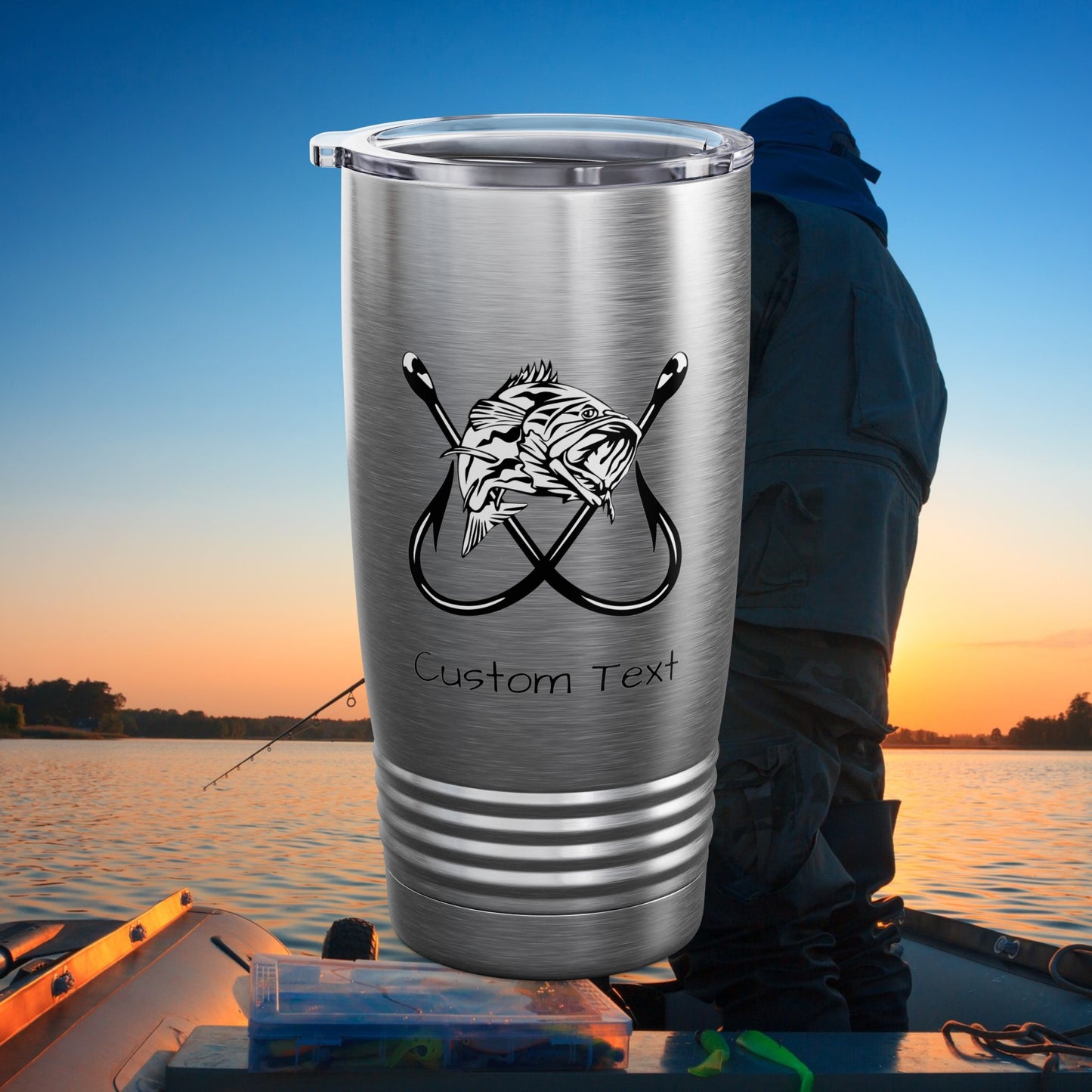 Bass Fishing Father's Day Gift, Fishing Tumbler, Gift for Him, Fishing Hook