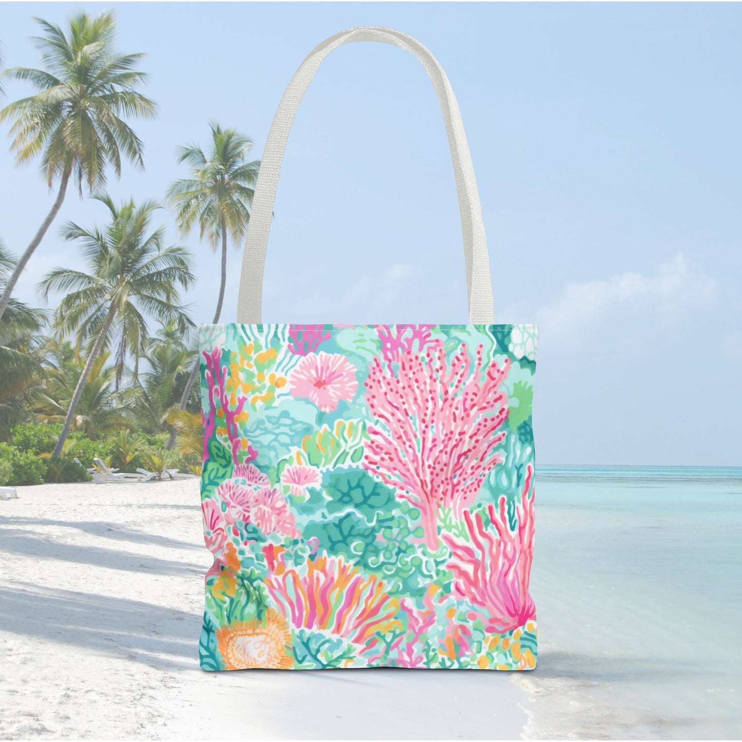 Preppy Pink Coral Ocean Tote Bag