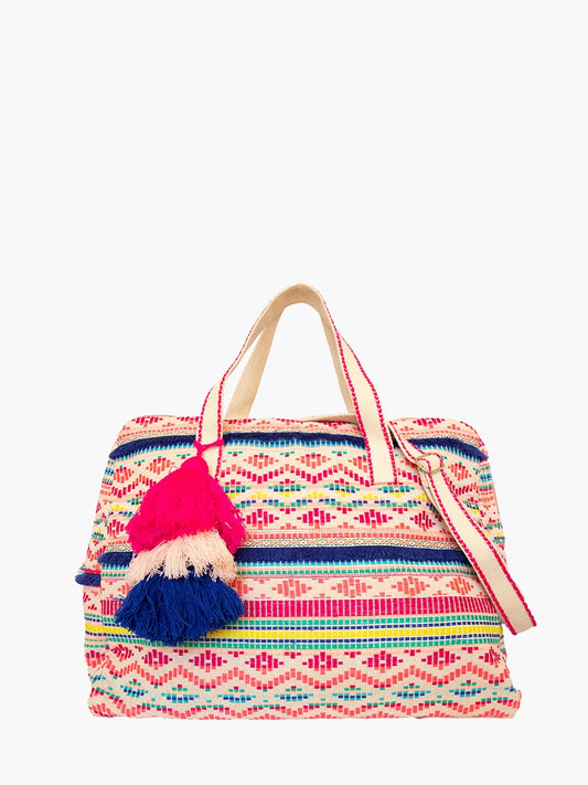 Tote Bag, Travel Bag, Aztec Weekender Bag with Tassels