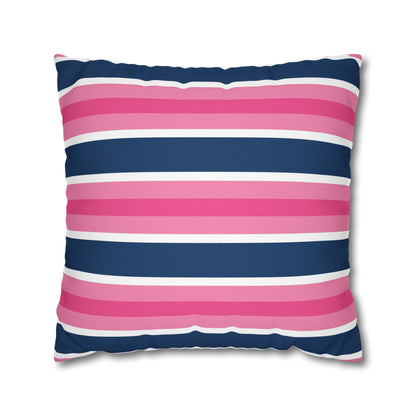 Navy & Pink Bold Striped Pillow Case