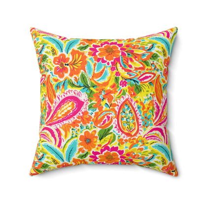 Tropical Floral and Paisley Throw Pillow