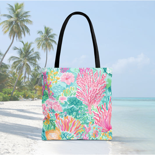 Preppy Pink Coral Ocean Tote Bag