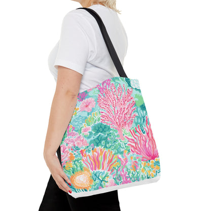 Preppy Pink Coral Ocean Tote Bag