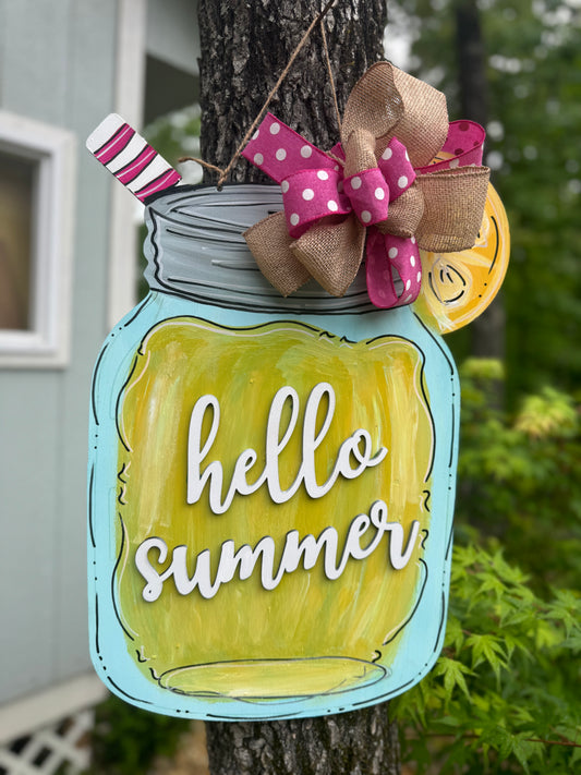 Summer Door Hanger, Lemonade Mason Jar