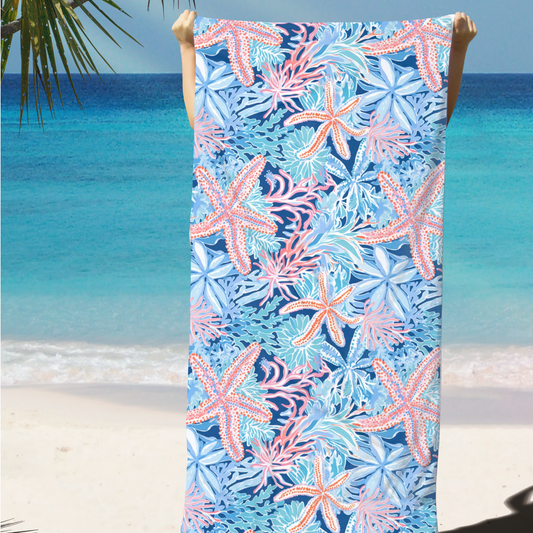 Starfish and Coral Beach Towel