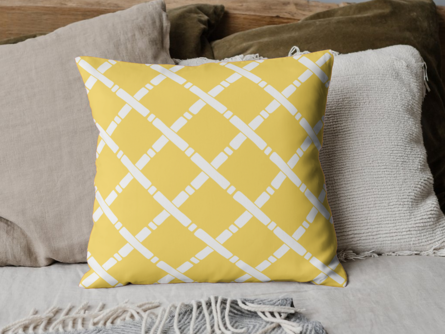 Throw Pillow, Home Decor, Yellow