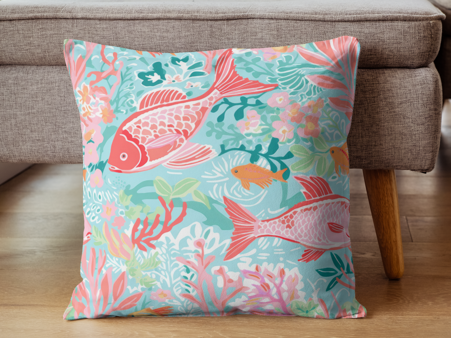 Tropical Fish Throw Pillow, Home Decor, Preppy Room Decor, Beach Home, Dorm Decor, Palm Beach, Miami, Malibu