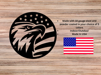 American Eagle and Flag Patriotic Metal Wall Art