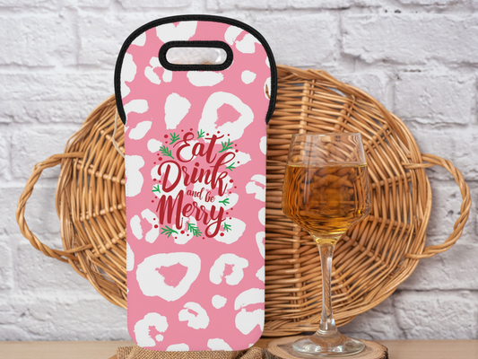 Hostess Gift for Her, Wine Tote Bag, Eat Drink and Be Merry