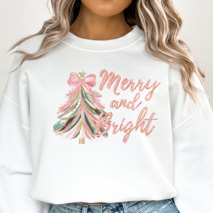 Merry and Bright Crewneck Sweatshirt, Christmas Sweatshirt