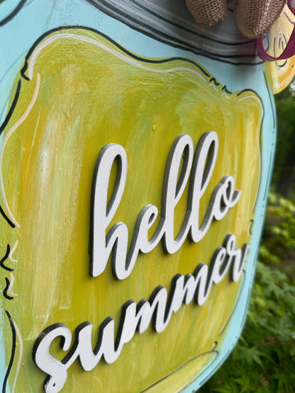 Summer Door Hanger, Lemonade Mason Jar