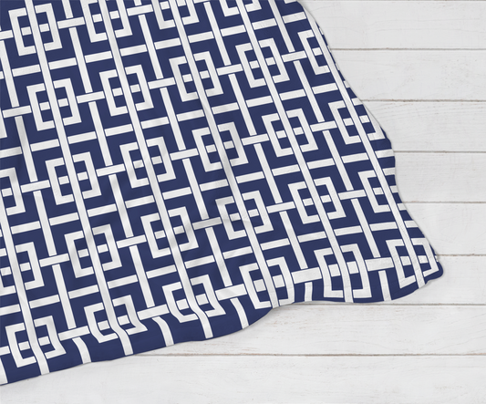 Plush Blanket - Navy Lattice Print