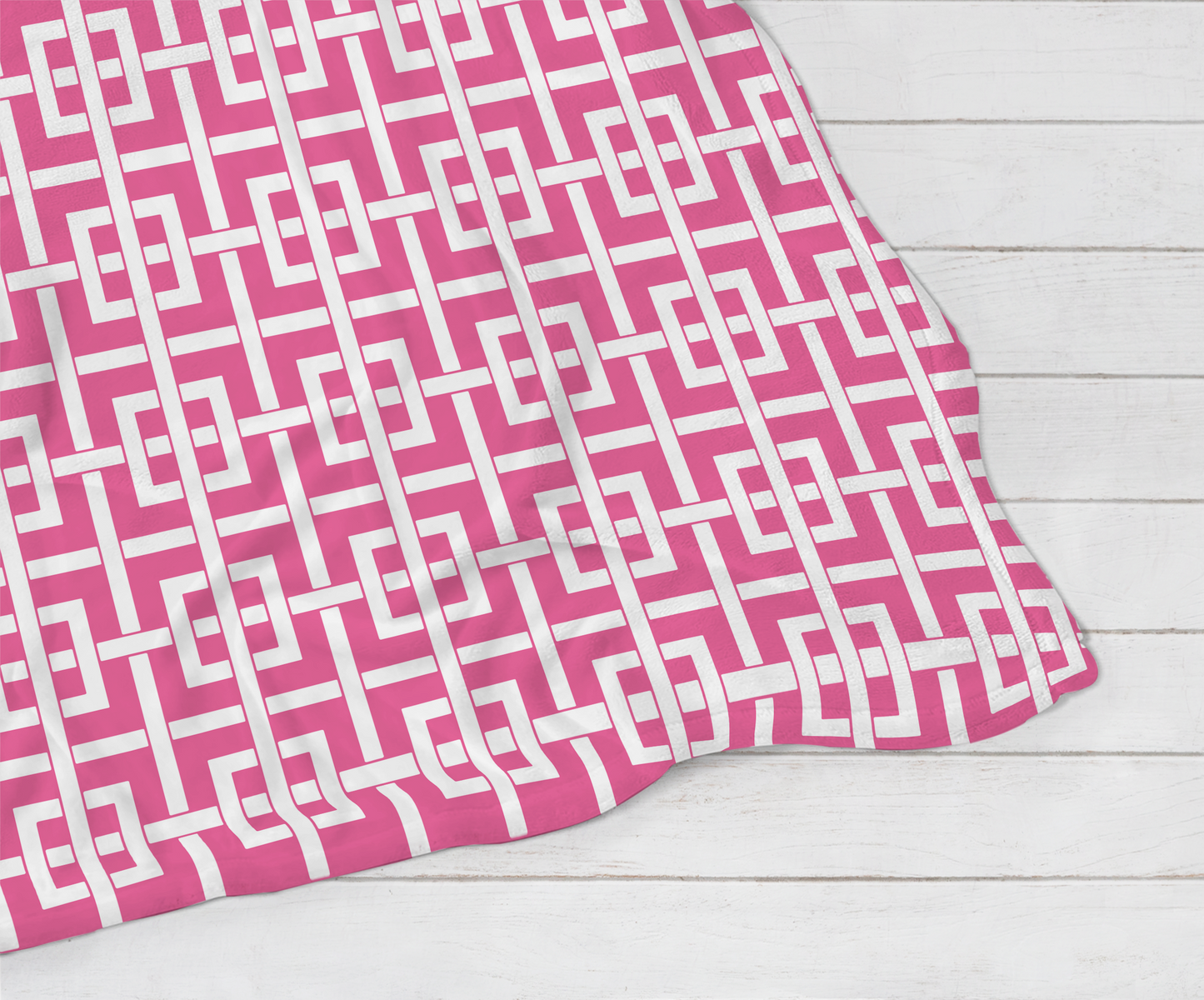 Plush Blanket - Pink Lattice Print