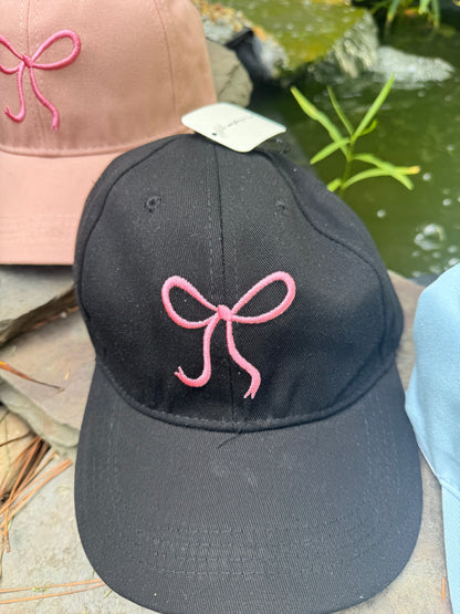 Embroidered Ribbon Design Baseball Cap, Pink Bow Hat