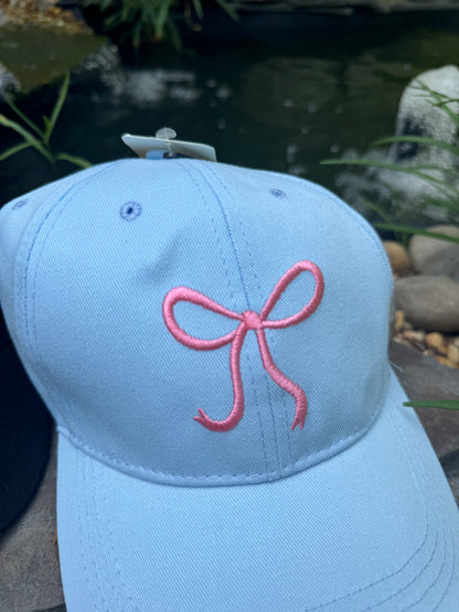 Embroidered Ribbon Design Baseball Cap, Pink Bow Hat