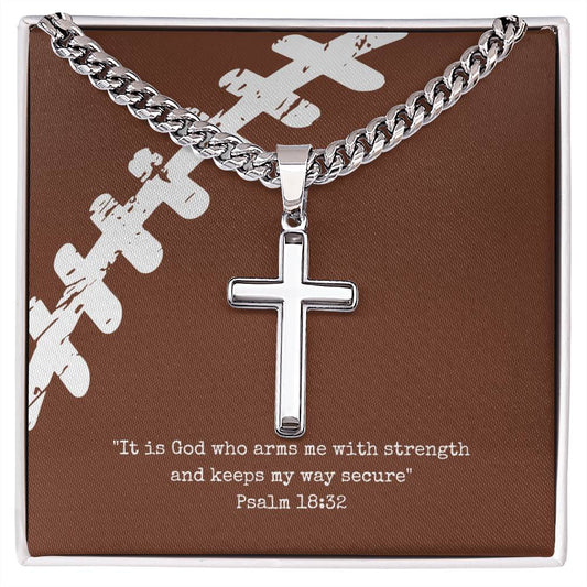 Men's Cross Necklace, Stainless Steel Silver Cross Pendant, Football Gift for Him