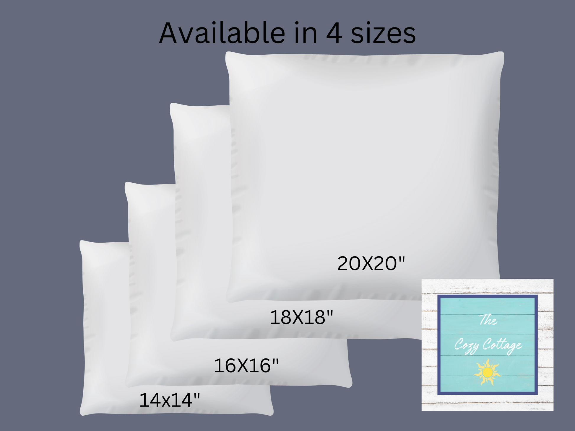 a set of four pillows and a pillow case