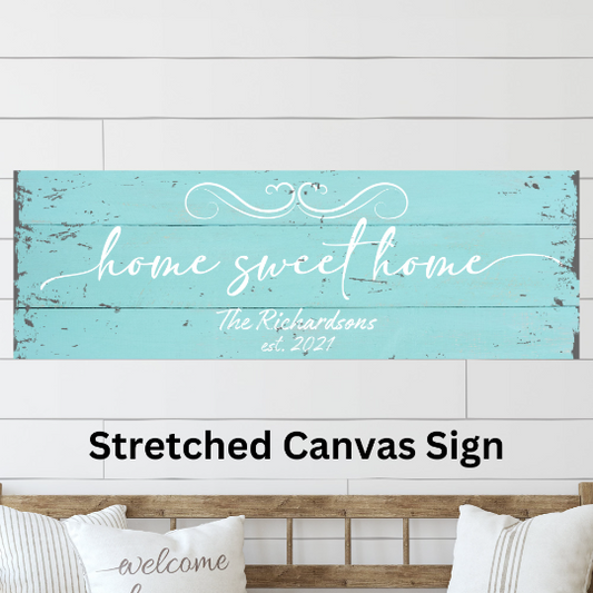 Personalized Home Sweet Home Canvas Wall Hanging | Vintage Decor | Customized Sign