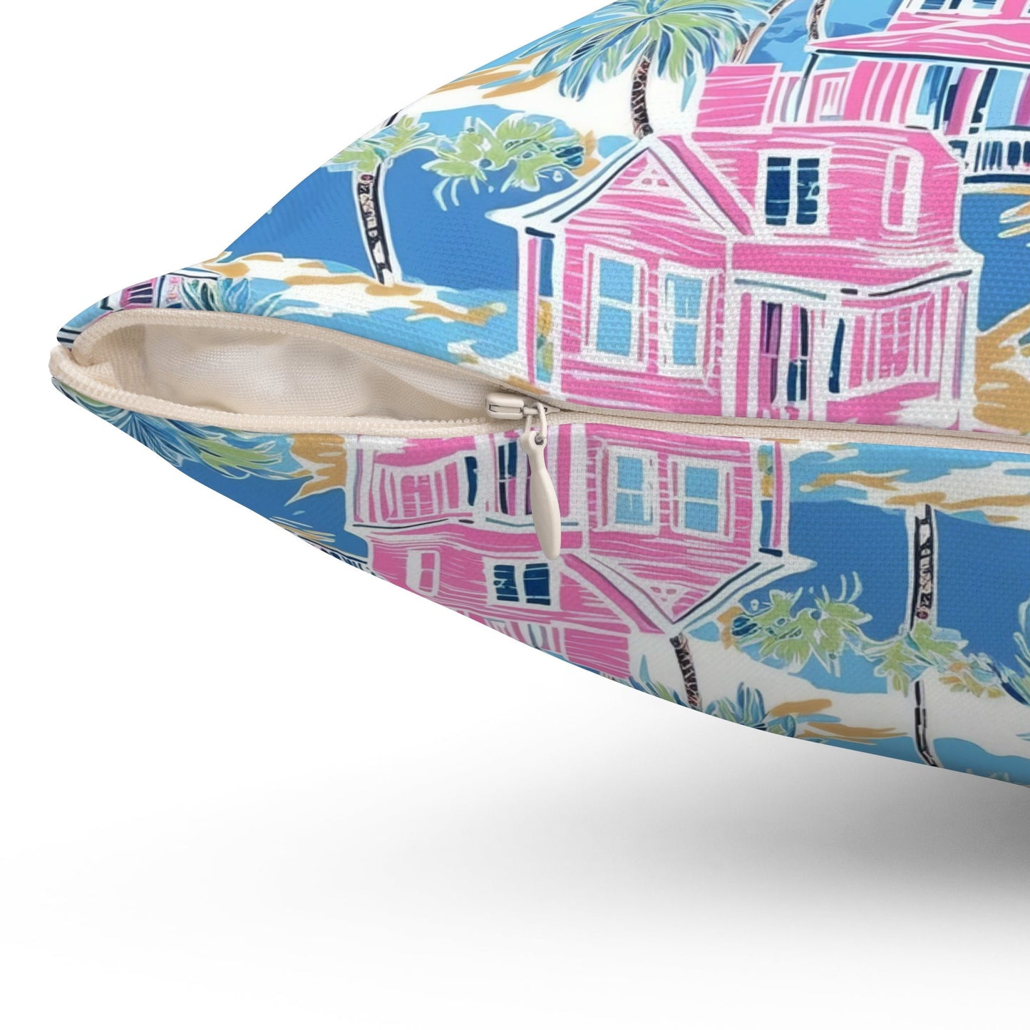 Pillow, Preppy Room Decor, Dorm Room, Dorm Room Decor, Palm Beach, Beach House, Palm Leaves, Pink and Light Blue