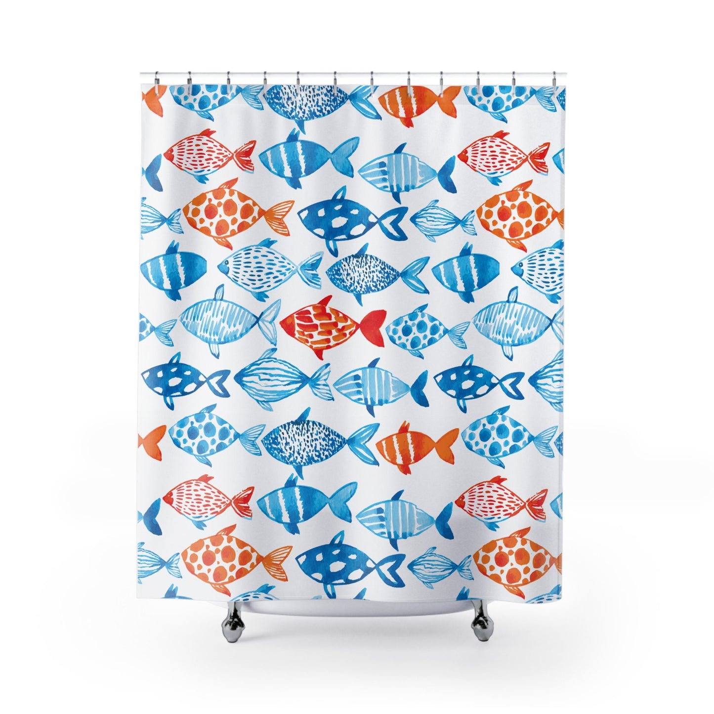 Custom Shower Curtain, Beach Home Shower Curtain, Tropical Fish