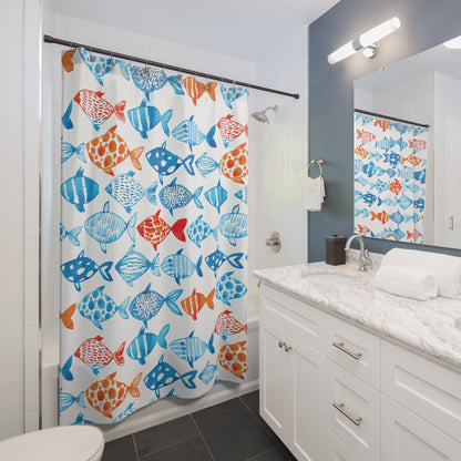 Custom Shower Curtain, Beach Home Shower Curtain, Tropical Fish