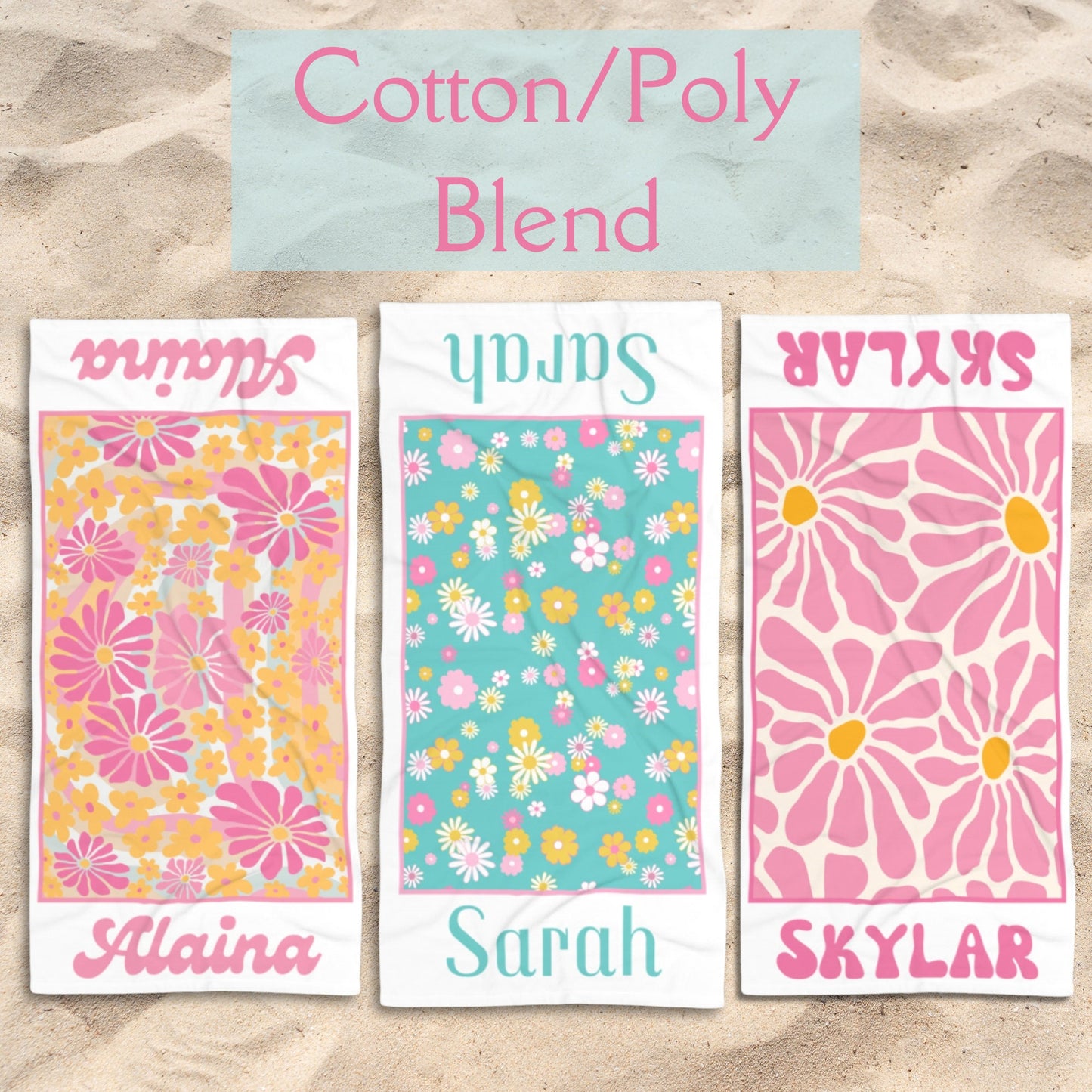 Retro Floral Personalized Beach Towel Custom Pool Towel Beach Towel With Name Bath Towel