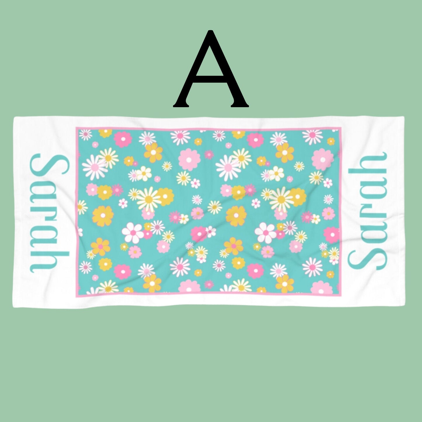 Retro Floral Personalized Beach Towel Custom Pool Towel Beach Towel With Name Bath Towel