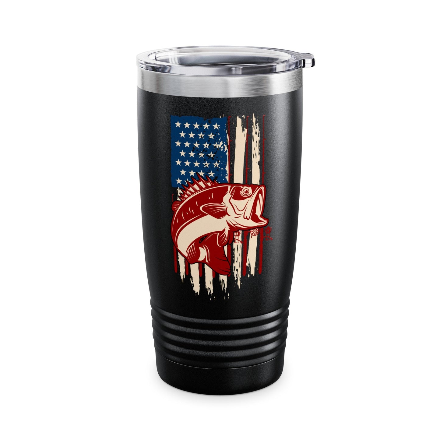 Bass Fishing Father's Day Gift, Fishing Tumbler, Gift for Him, American Flag