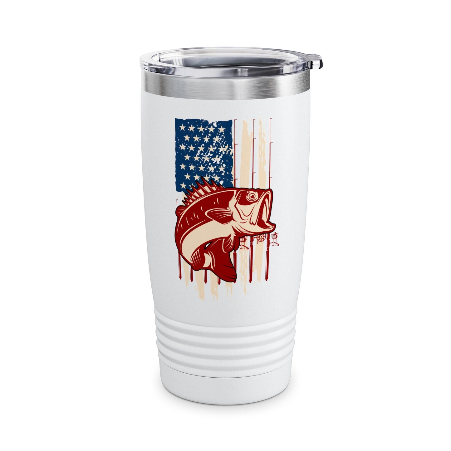 Bass Fishing Father's Day Gift, Fishing Tumbler, Gift for Him, American Flag