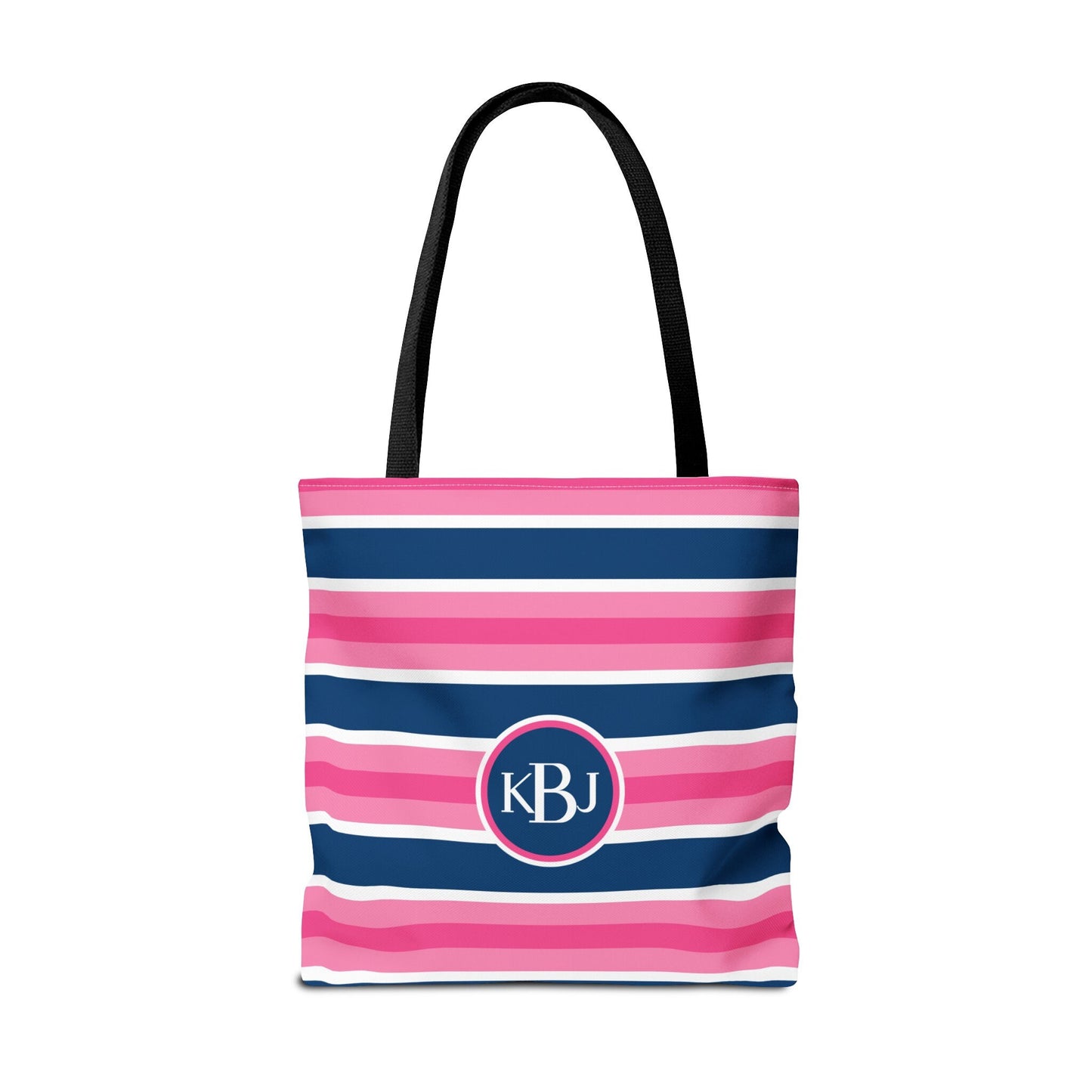 Custom Tote Bag - White, Pink and Navy Stripe