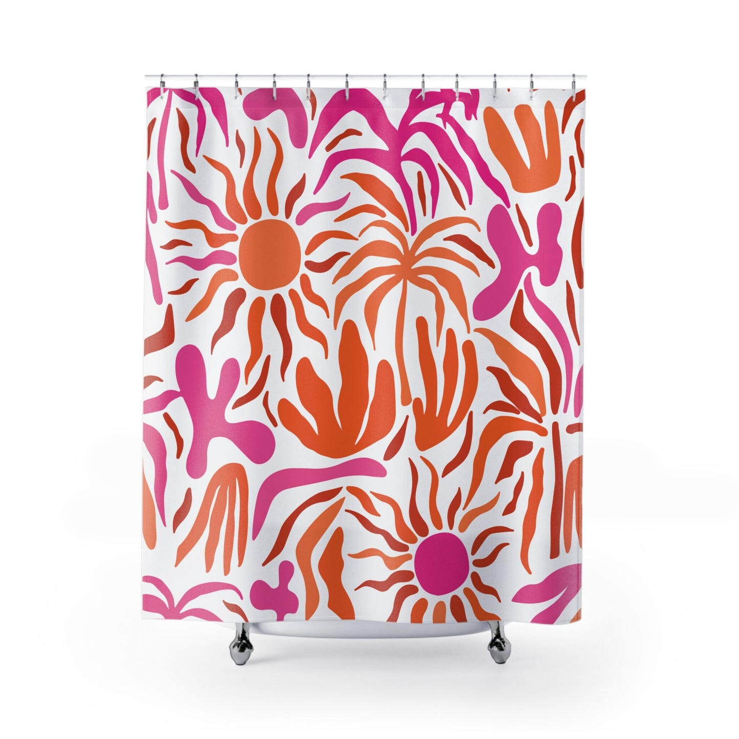 Custom Shower Curtain, Pink and Orange Home Decor, Gift For Her, Bathroom Decor, Dorm Bathroom