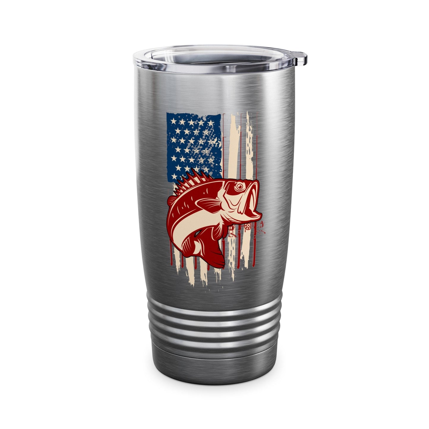 Bass Fishing Father's Day Gift, Fishing Tumbler, Gift for Him, American Flag