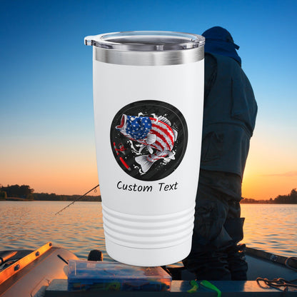 Bass Fishing Father's Day Gift, Fishing Tumbler, Gift for Him, Patriotic Cup