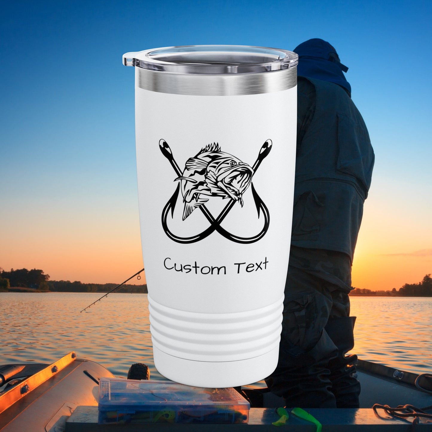 Bass Fishing Father's Day Gift, Fishing Tumbler, Gift for Him, Fishing Hook