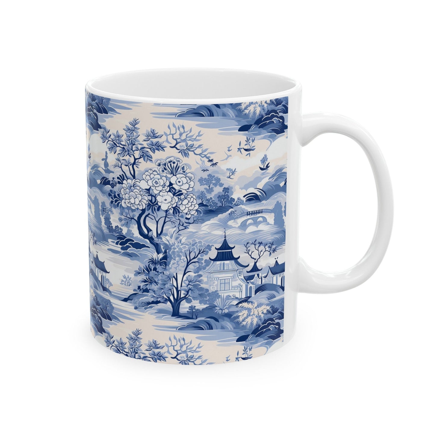 Chinoiserie Mug Blue Willow Blue and White Custom Coffee Mug